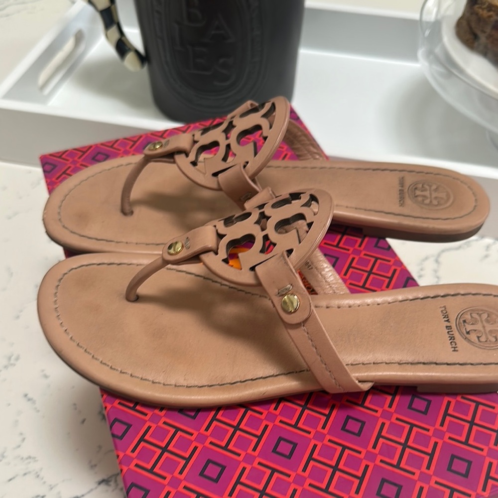 Tory Burch Miller logo sandal in makeup color - Picture 7 of 8